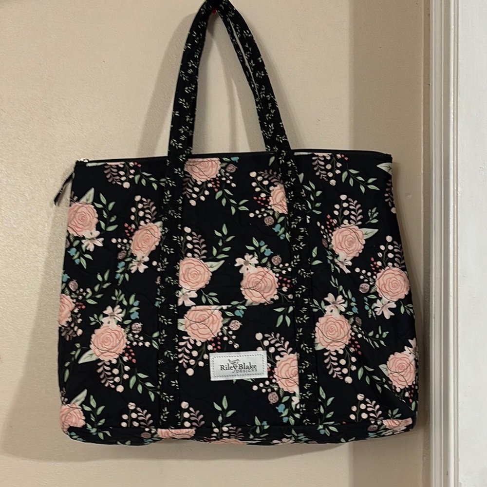Riley Blake Designs Black And Pink Floral Tote Bag
